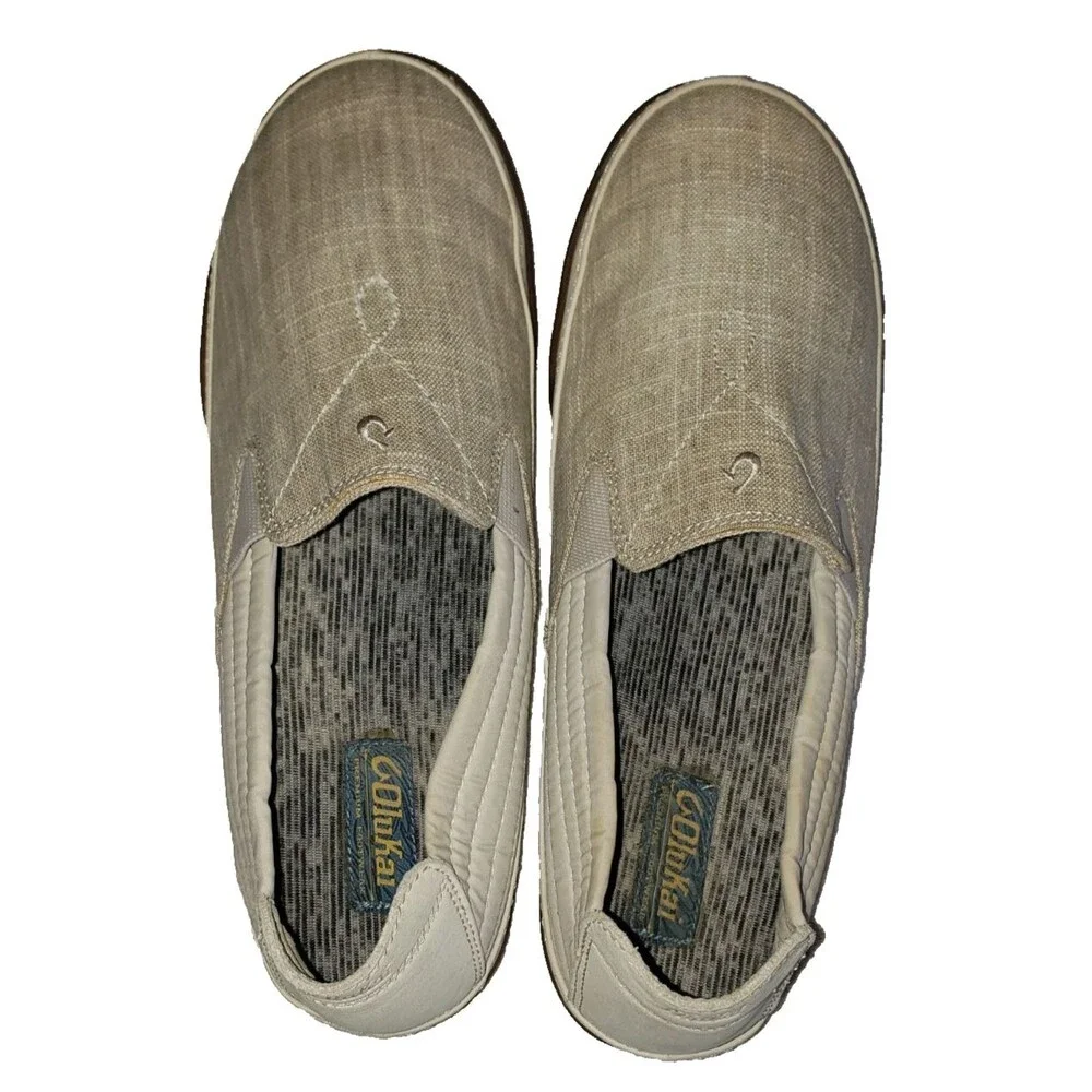 OluKai Lanai Men's Size 11 Beige Tan Slip On Casual Shoes Comfort Loafer